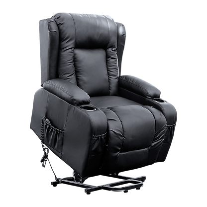 Recliner Chair Electric Massage Chair Lift Heated Leather Lounge Sofa Black Furniture > Bar Stools & Chairs > Arm
