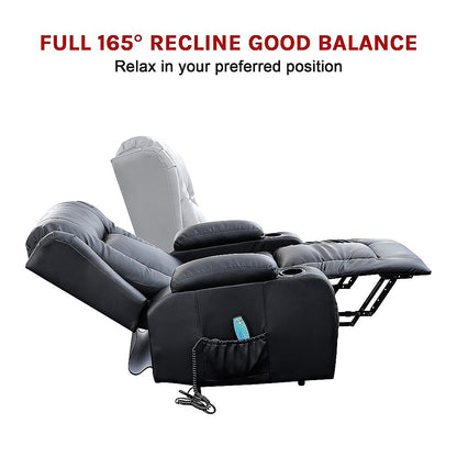 Recliner Chair Electric Massage Chair Lift Heated Leather Lounge Sofa Black Furniture > Bar Stools & Chairs > Arm