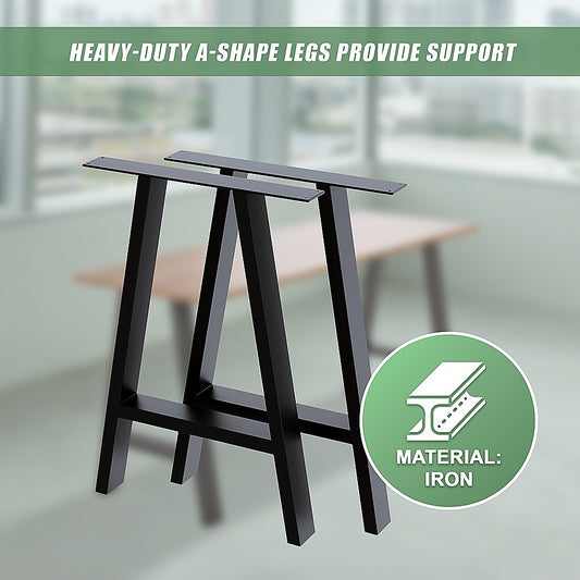 2x Rustic Dining Table Legs Steel Industrial Vintage 71cm - Black - Home & Garden > DIY > Table Tops & Bases