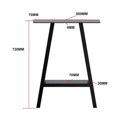 2x Rustic Dining Table Legs Steel Industrial Vintage 71cm - Black - Home & Garden > DIY > Table Tops & Bases