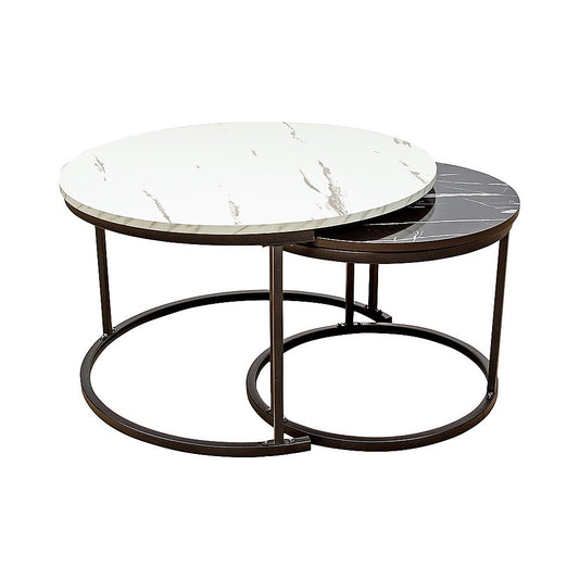 Coffee Table Round Marble Design Nesting Side Furniture - Furniture > Living Room > Coffee Tables