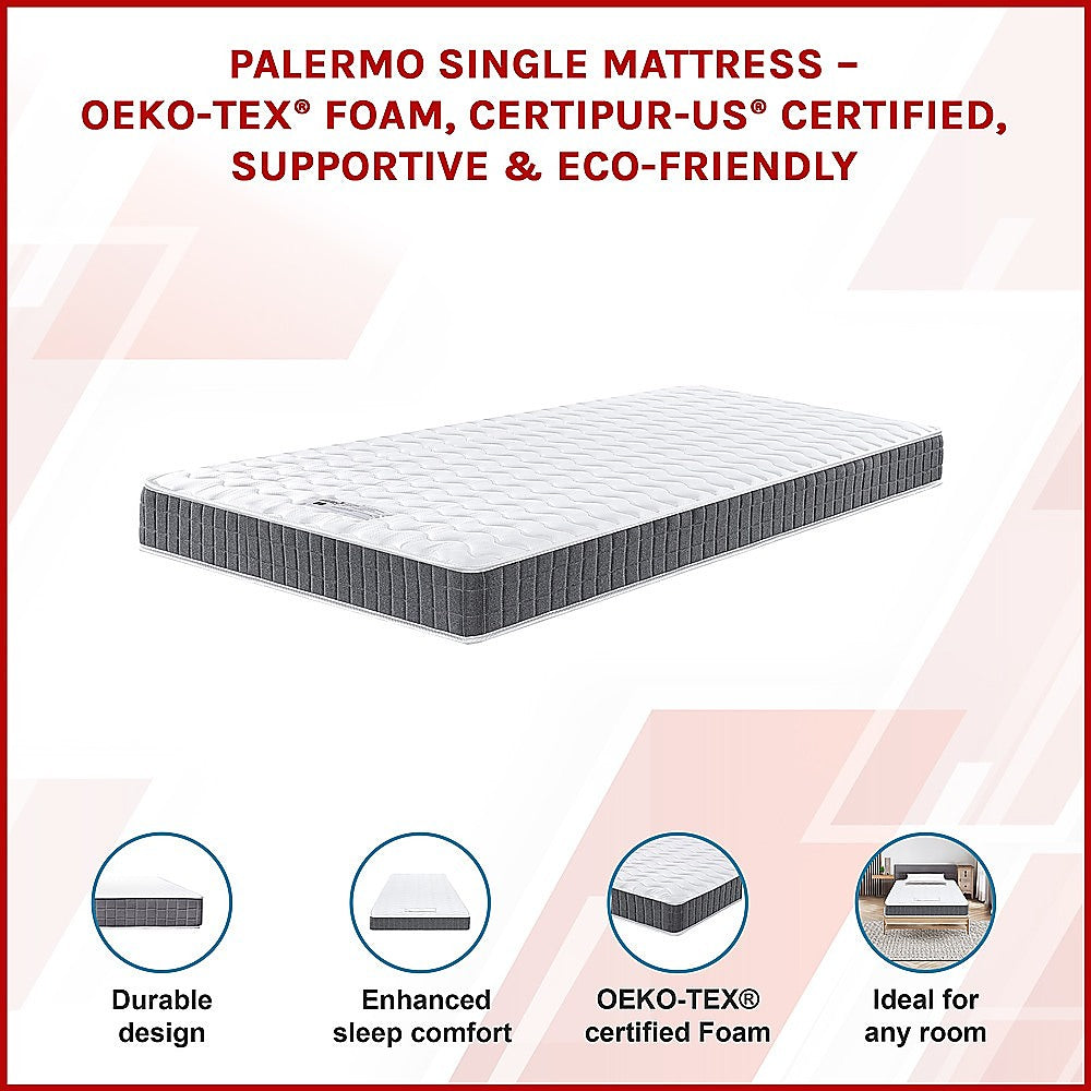 PALERMO Single Memory Foam Mattress - OEKO-TEX® & CertiPUR-US® Certified