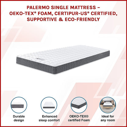 PALERMO Single Memory Foam Mattress - OEKO-TEX® & CertiPUR-US® Certified