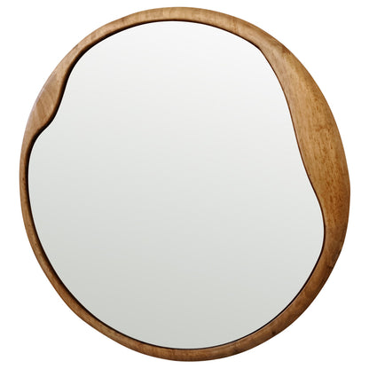Mid Century Asymmetric Wood Framed Wall Mirror 60x60cm