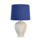 Lattice Tall White Table Lamp w Blue Shade 69cm