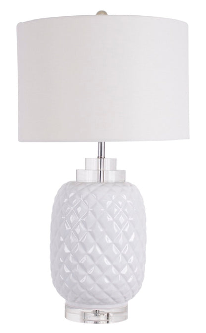 Island White Table Lamp Gloss Ceramic Bedside 67cm - Furniture > Bedroom > Bedside Tables