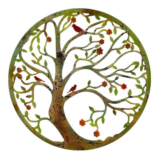 Round Laser Cut Tree Of Life w Red Birds 80cm - Gift & Novelty > Novelty > Novelty Gifts