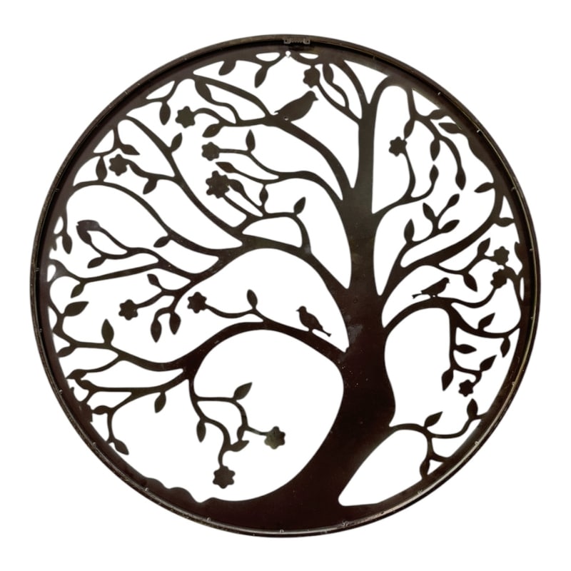 Round Laser Cut Tree Of Life w Red Birds 80cm