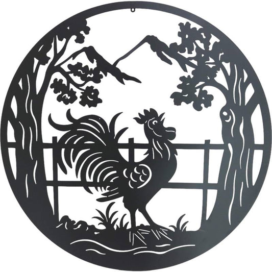 Set 2 Rooster Metal Wall Art 98x98cm