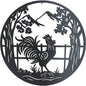 Set 2 Rooster Metal Wall Art 98x98cm