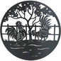 Set 2 Happy Rooster Metal Wall Art 98x98cm