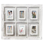 Rustic White 6 Opening Photo Frame w Glass Backing 82cm