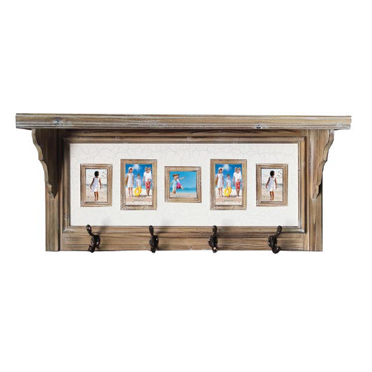 Wall Shelf Photo Frame w 4 Hooks 100cm