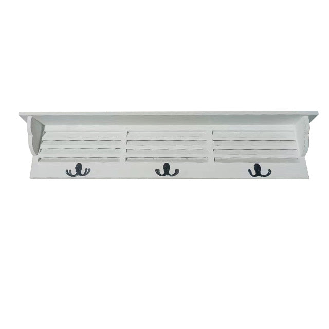 Wall Mount Shutter Shelf w 3 Double Hooks 102cm