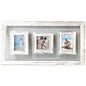 Rustic White 3 Opening Photo Frame w Glass Background 75cm