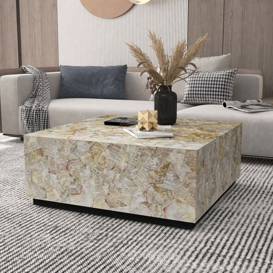 CLUSTER MOTHER OF PEARL HAND MADE COFFEE TABLE Furniture > Living Room > Coffee Tables