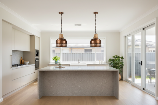 COPPER CUT-OUT AND WOOD LAMPSHADE