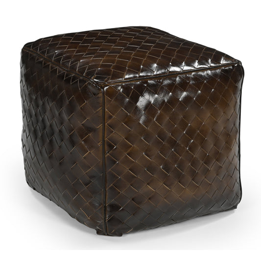 GENUINE LEATHER LATTICE OTTOMAN - Furniture > Living Room > Ottomans & Footstools