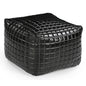 SLEEK BLACK LEATHER OTTOMAN - Furniture > Living Room > Ottomans & Footstools