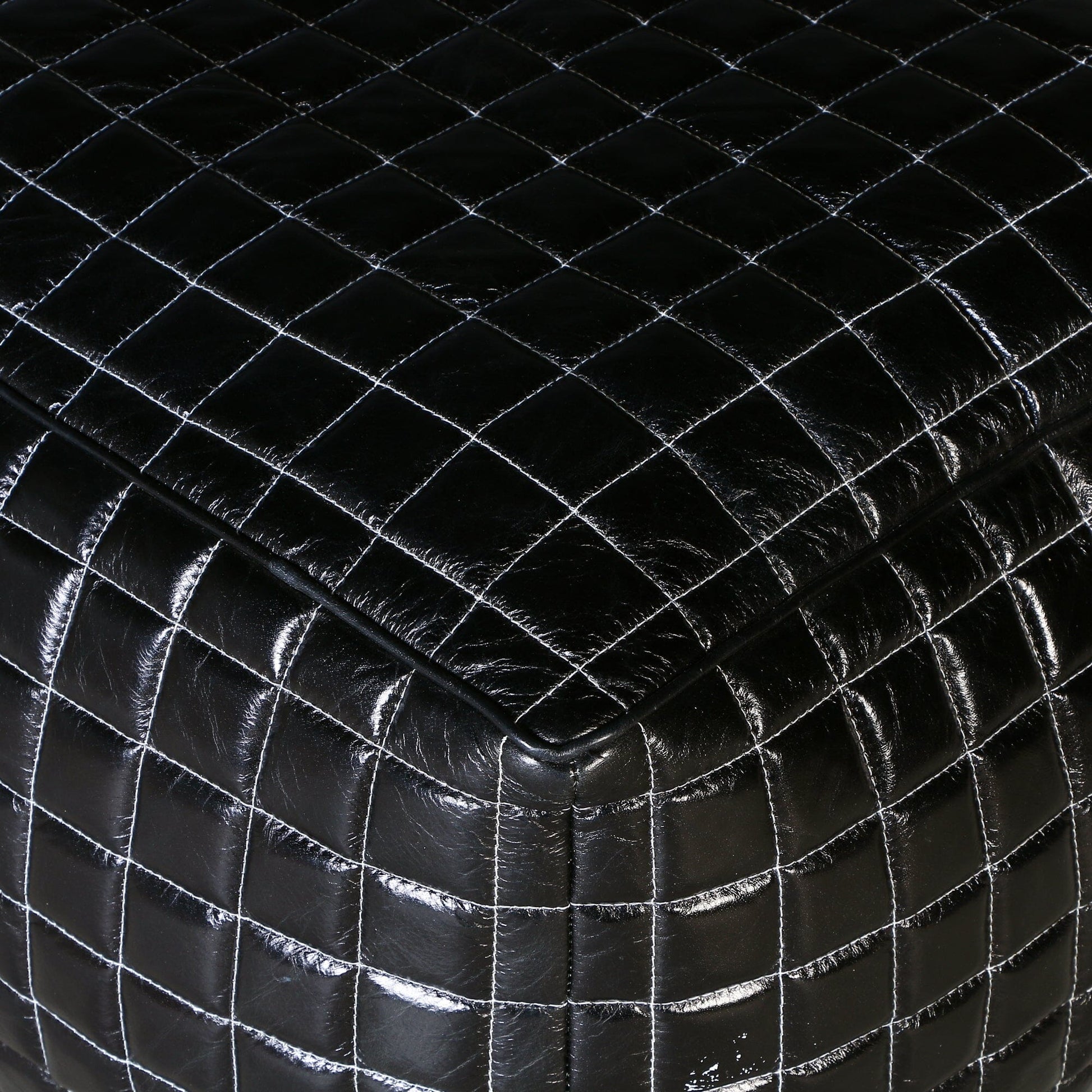 SLEEK BLACK LEATHER OTTOMAN - Furniture > Living Room > Ottomans & Footstools