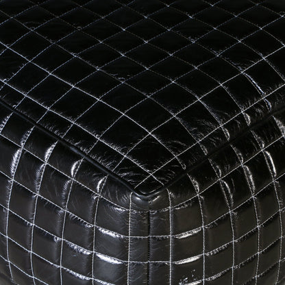 SLEEK BLACK LEATHER OTTOMAN - Furniture > Living Room > Ottomans & Footstools