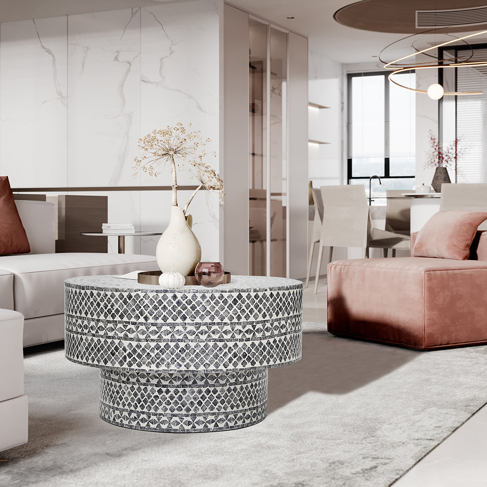 DIAMOND MOTHER OF PEARL COFFEE TABLE BLACK Furniture > Living Room > Coffee Tables