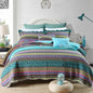 Grenn Teal Boho style Printed Bedspread Quilt Set + Pillowcases