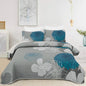 Grey Azure Bloom Quilted Coverlet Bedspread Set with Pillow Covers