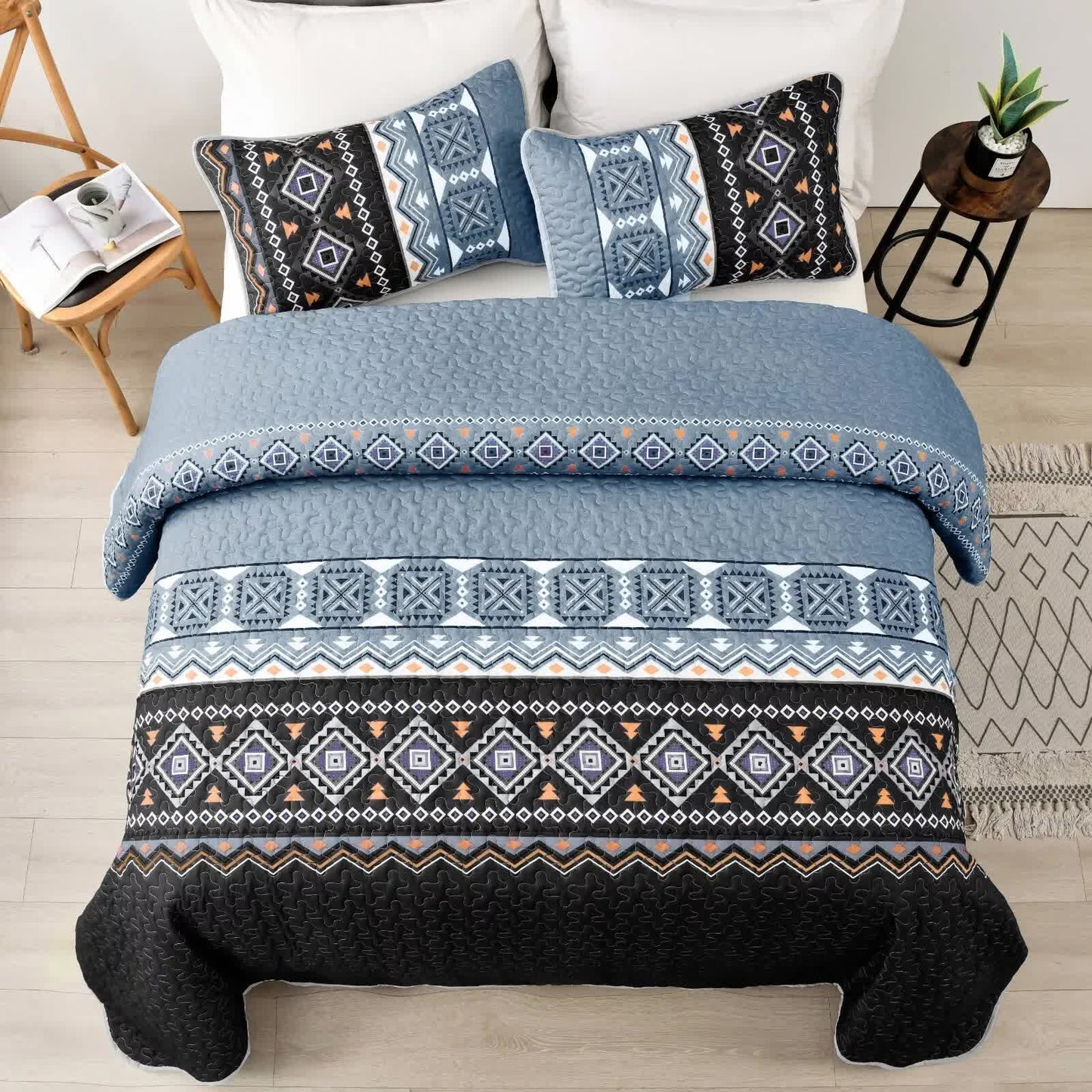 Ambient bloom sky black hour Comforter Set – Aesthetic 3-Piece Bedroom Mood