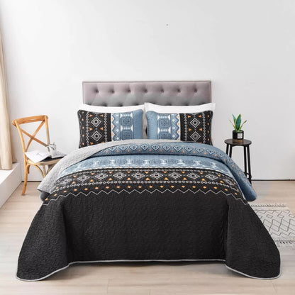 Ambient bloom sky black hour Comforter Set – Aesthetic 3-Piece Bedroom Mood