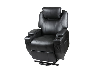 Recliner Lift Heat Massage Armchair Sofa Leather 2 Motor Chair Black Furniture > Sofas > Sofas & Sofa Beds