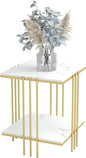 2 Tier End Table Bedside Tables Sintered Stone Nightstand Display Storage Shelf