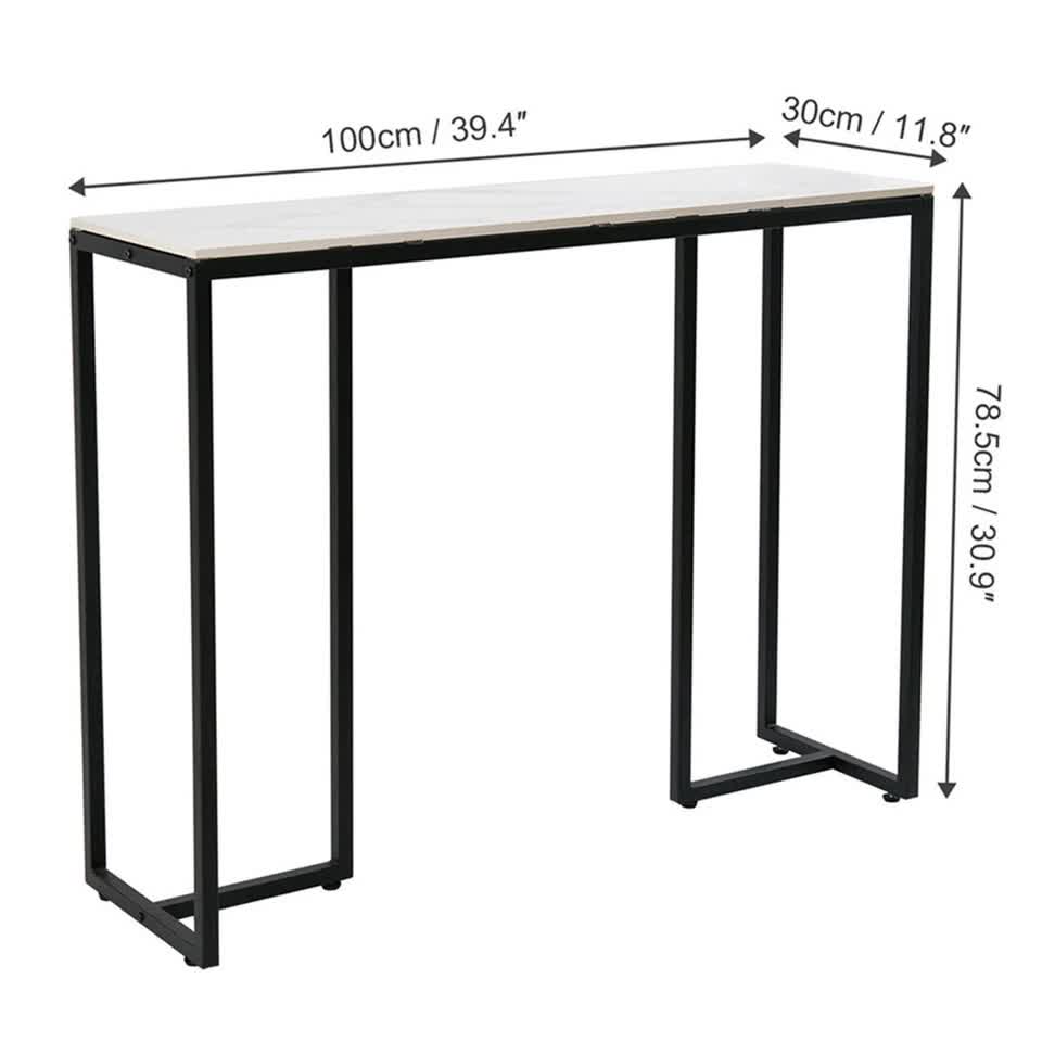 Modern Heavy Real Stone Console Table Hallway Entryway Table Metal Narrow Desk