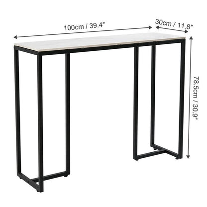 Modern Heavy Real Stone Console Table Hallway Entryway Table Metal Narrow Desk