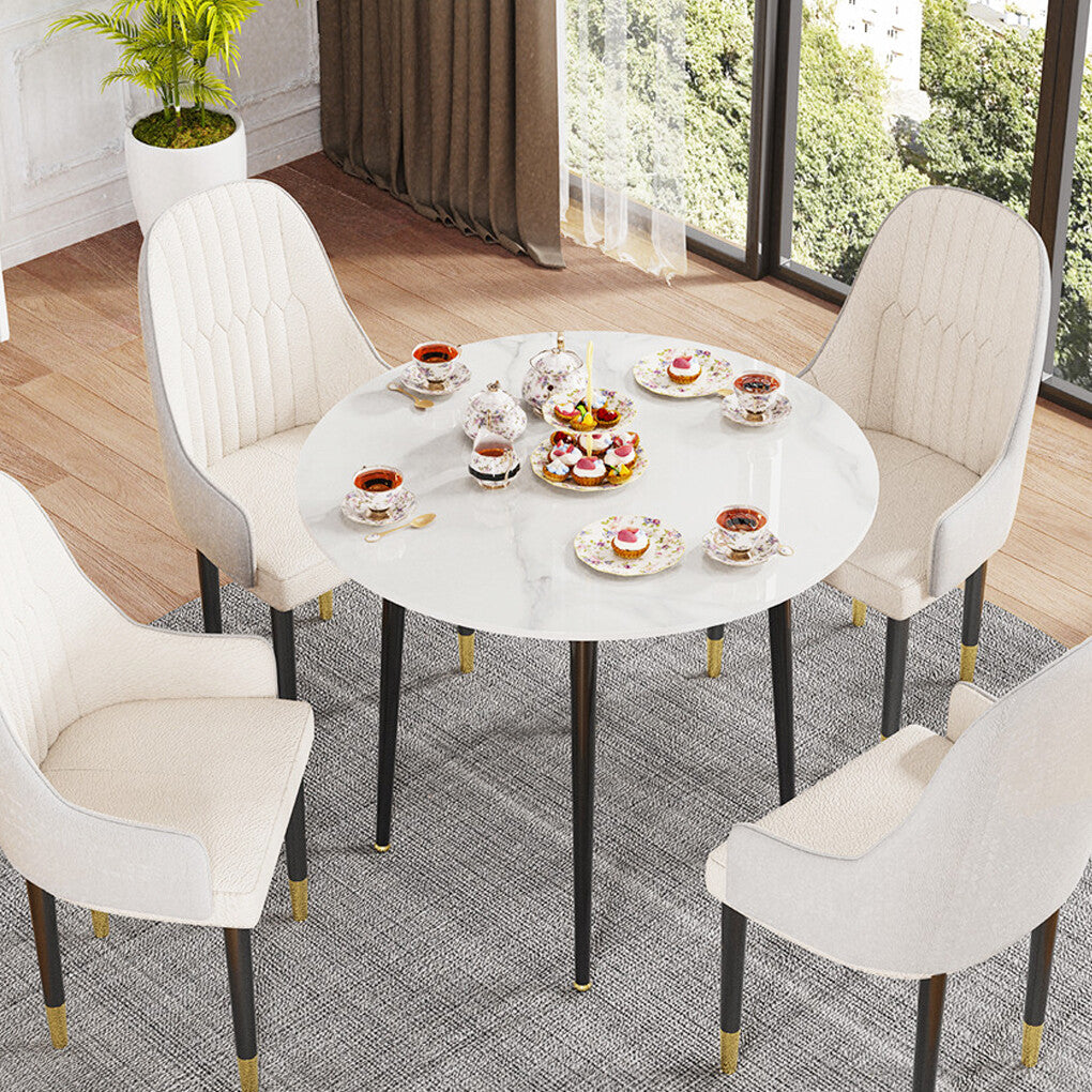 High-End Marble Round Kitchen Dining Table Sintered Stone Restaurant Table 80 x 80 cm