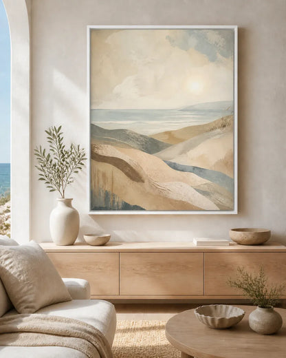 Coastal Drift Floating Frame Canvas Wall Art - Portrait - 60W x 120H cm - Black