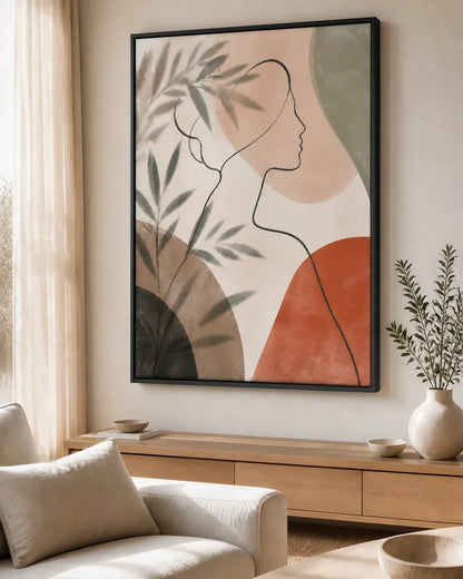 Quiet Muse Floating Frame Canvas Wall Art - Portrait - 60W x 120H cm - Natural Birch