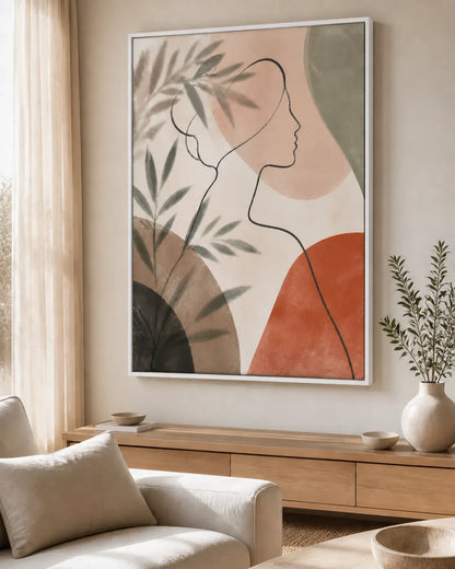 Quiet Muse Floating Frame Canvas Wall Art - Portrait - 60W x 120H cm - Natural Birch