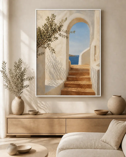 Sunlit Passage Floating Frame Canvas Wall Art - Portrait - 60W x 120H cm - Natural Birch