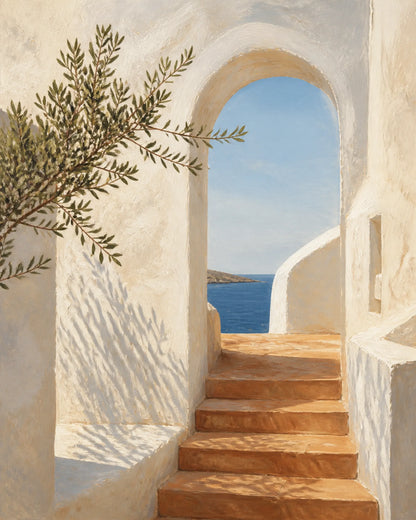 Sunlit Passage Floating Frame Canvas Wall Art - Portrait - 60W x 120H cm - Natural Birch