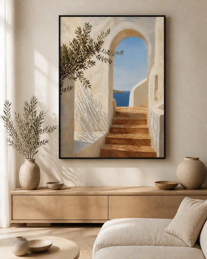 Sunlit Passage Floating Frame Canvas Wall Art - Portrait - 60W x 120H cm - White