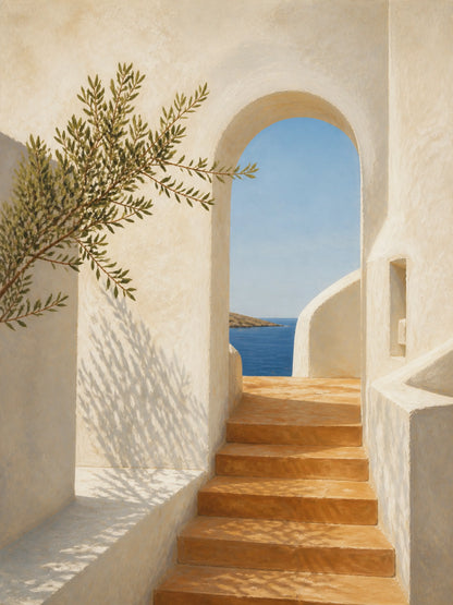 Sunlit Passage Floating Frame Canvas Wall Art - Portrait - 60W x 120H cm - White