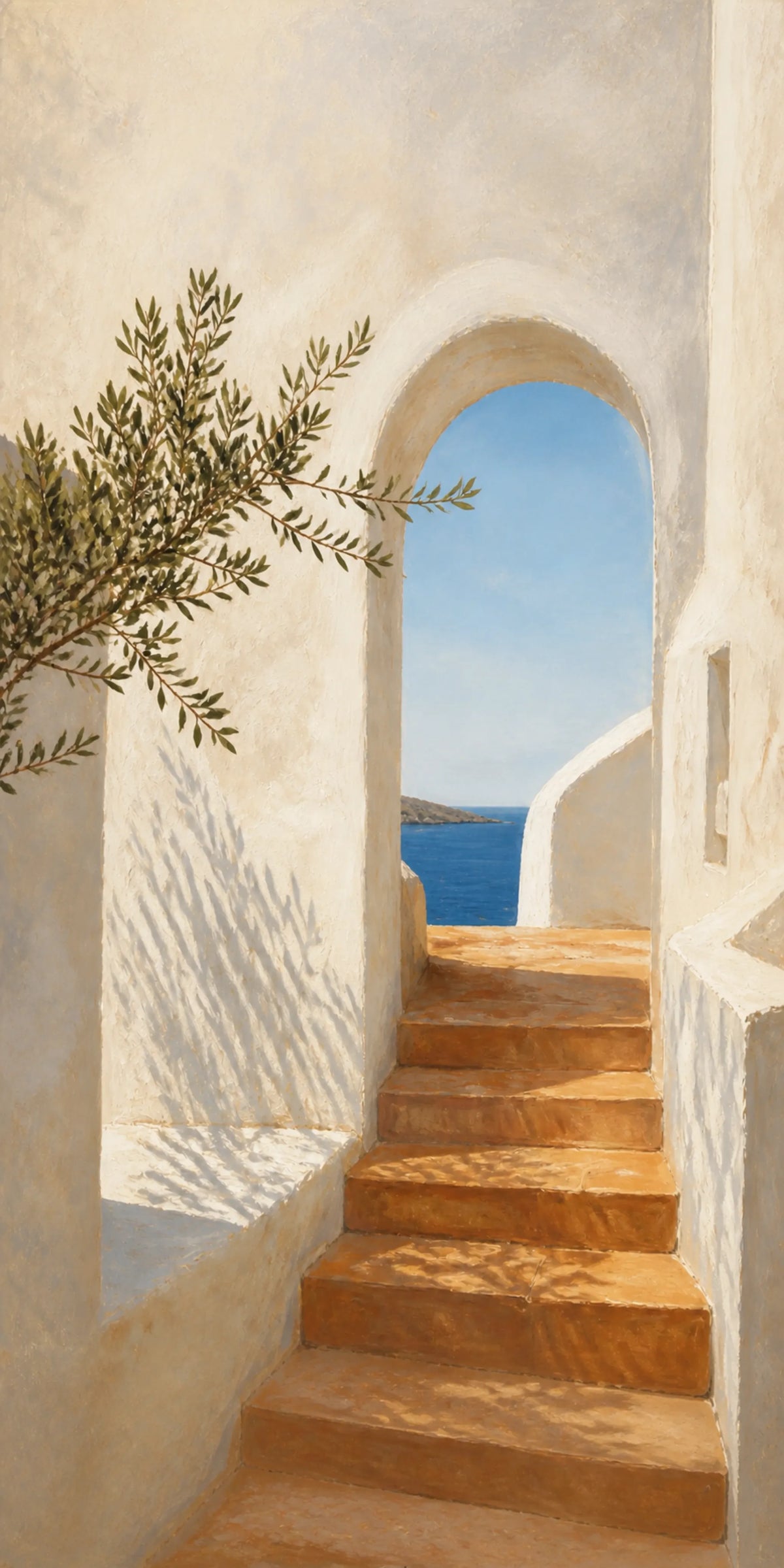 Sunlit Passage Floating Frame Canvas Wall Art - Portrait - 60W x 120H cm - White