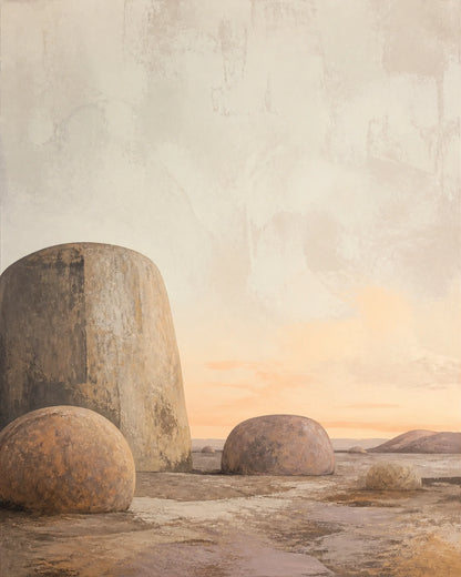 Stone and Sky Floating Frame Canvas Wall Art - Portrait - 60W x 120H cm - White