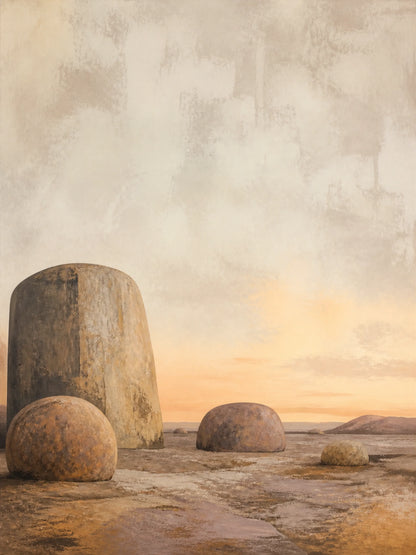 Stone and Sky Floating Frame Canvas Wall Art - Portrait - 60W x 80H cm - Natural Birch