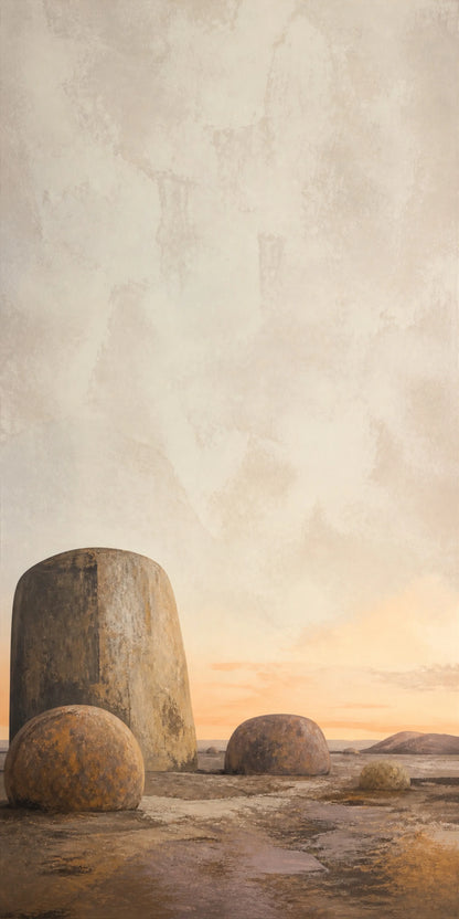 Stone and Sky Floating Frame Canvas Wall Art - Portrait - 60W x 80H cm - Natural Birch
