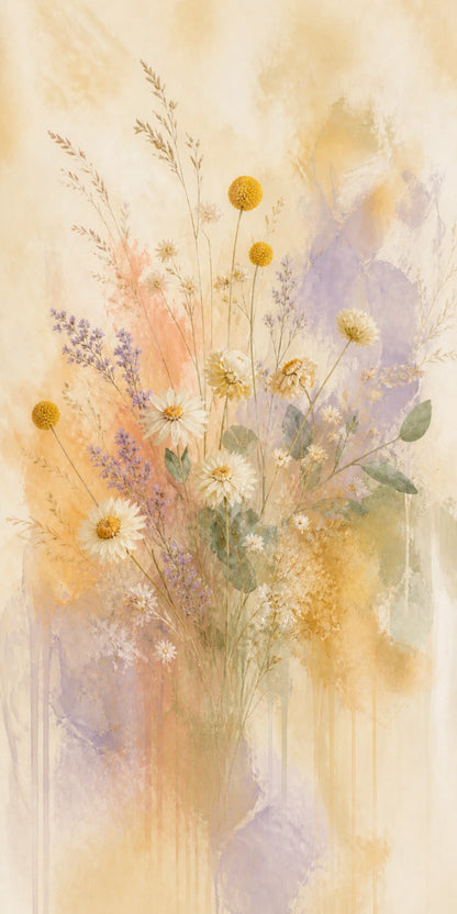 Wildflower Veil Floating Frame Canvas Wall Art - Portrait - 60W x 80H cm - Natural Birch
