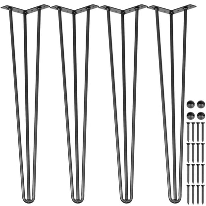 Hairpin Table Legs 28 inch Black Set of 4 Desk Legs Each 220lbs Capacity Hairpin Desk Legs 3 Rods for Bench Desk Dining