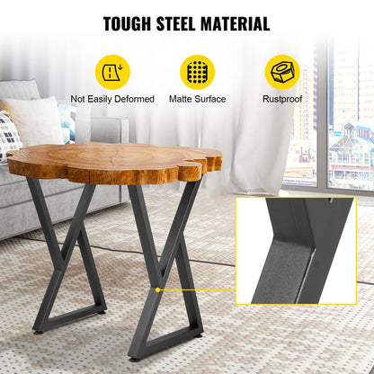 Set of 2 Z-Shape Metal Table Legs, 71.1 x 45.7 cm Heavy-Duty Wrought Iron Desk & Bench Legs, DIY Furniture Legs with Rubber Floor Protectors, Dining Table Mat Included