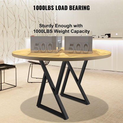 Set of 2 Z-Shape Metal Table Legs, 71.1 x 45.7 cm Heavy-Duty Wrought Iron Desk & Bench Legs, DIY Furniture Legs with Rubber Floor Protectors, Dining Table Mat Included